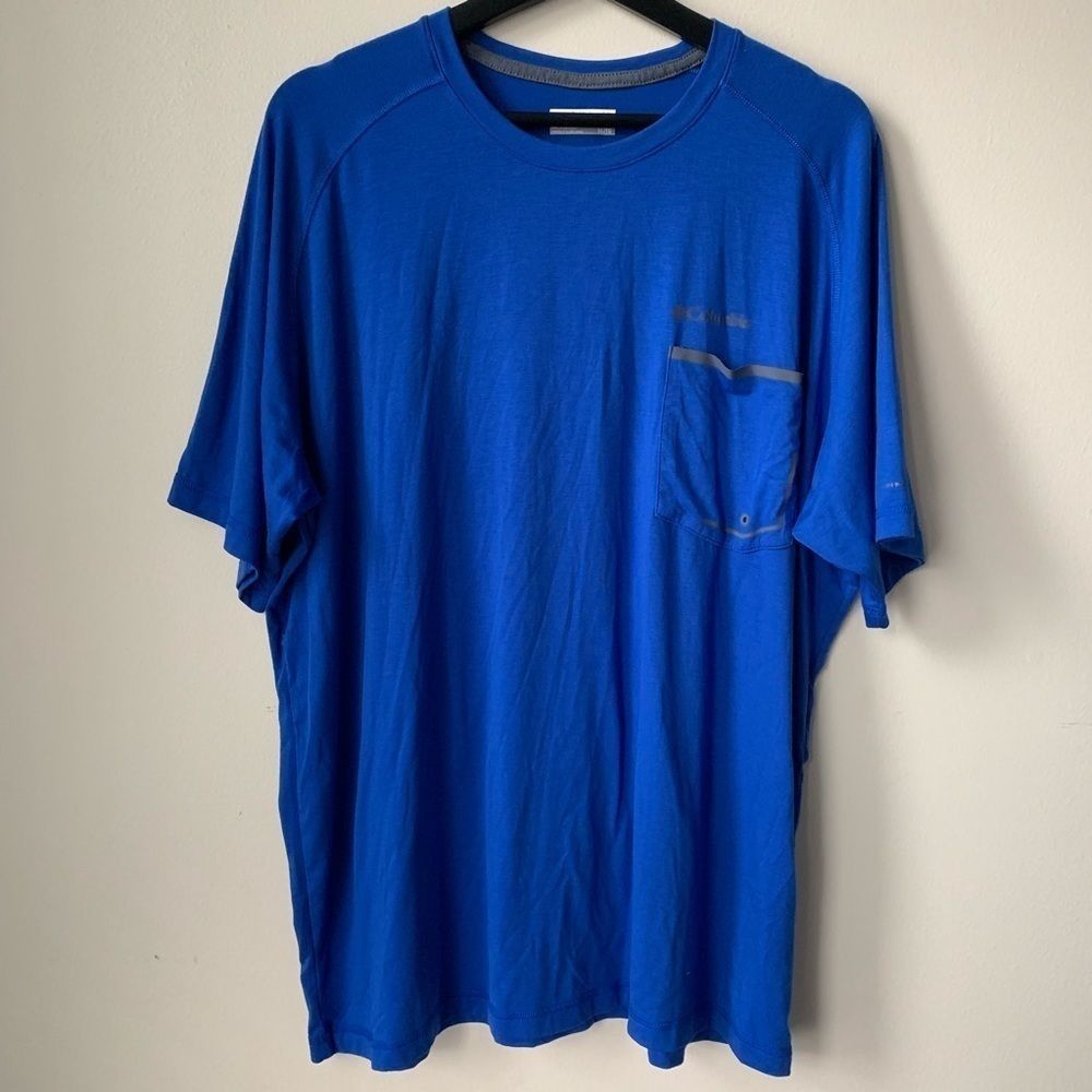 Columbia Omni-Shade Pocket Tee Shirt Blue Crewneck XL